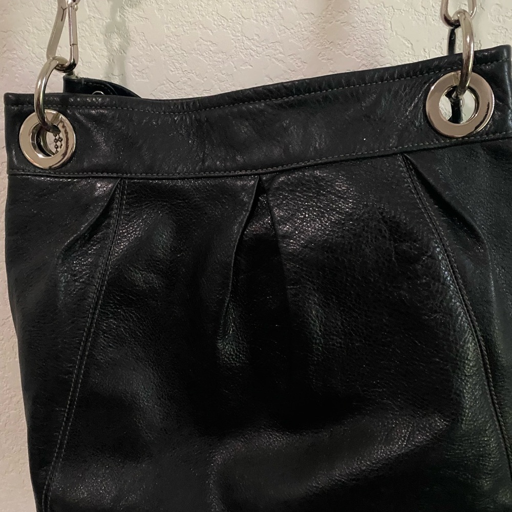 Coach Madison Timeless Black Pebble Leather Shoulder Bag With Hang Tag 14”L - Picture 16 of 16